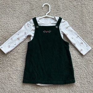 Carter's Dark Green Corduroy Jumper with Floral onsie